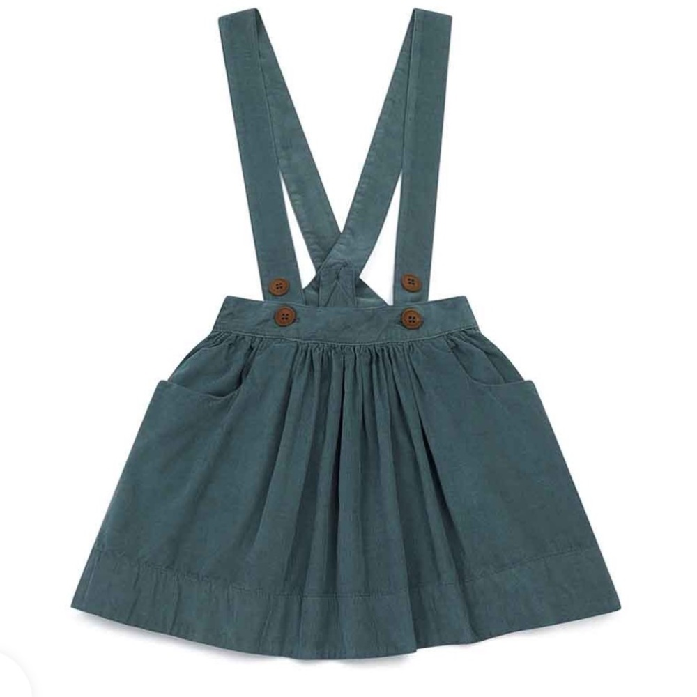 Bonton Kids Corduroy Skirt with Braces Blue Size 6
